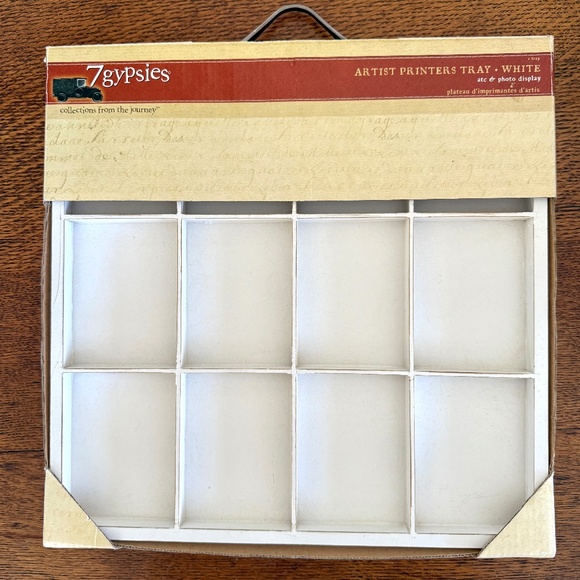 7Gypsies Antique Artist Printer's Tray, White - Picture 1 of 16